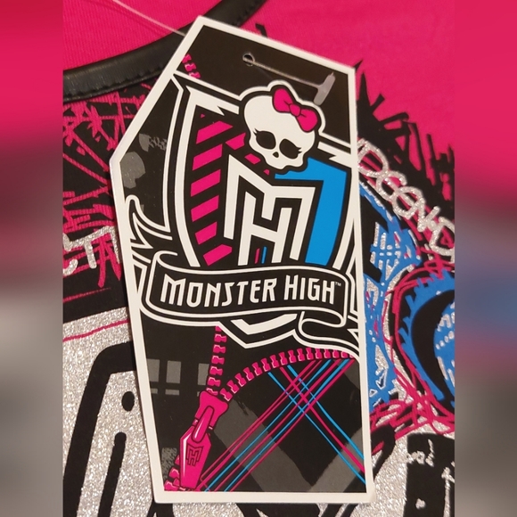 Monster High Girl's Sugar Skull Pink & Black Long Sleeved Top NWT Size XL(16) - Picture 6 of 8